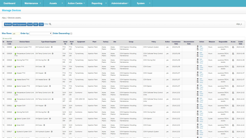 screenshot of Momenta CMMS